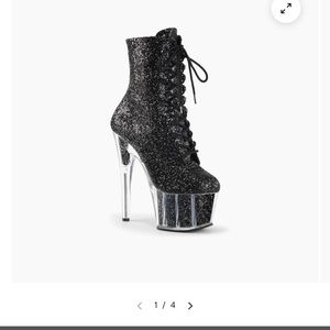 Pleasers Adore 1020G black sparkle 8 inch size 10